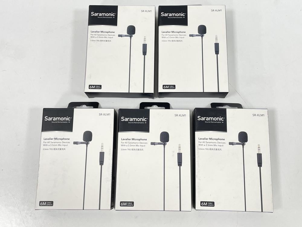 QTY OF 5 SARAMONIC SR-XLM1 LAVALIER MICROPHONES WI