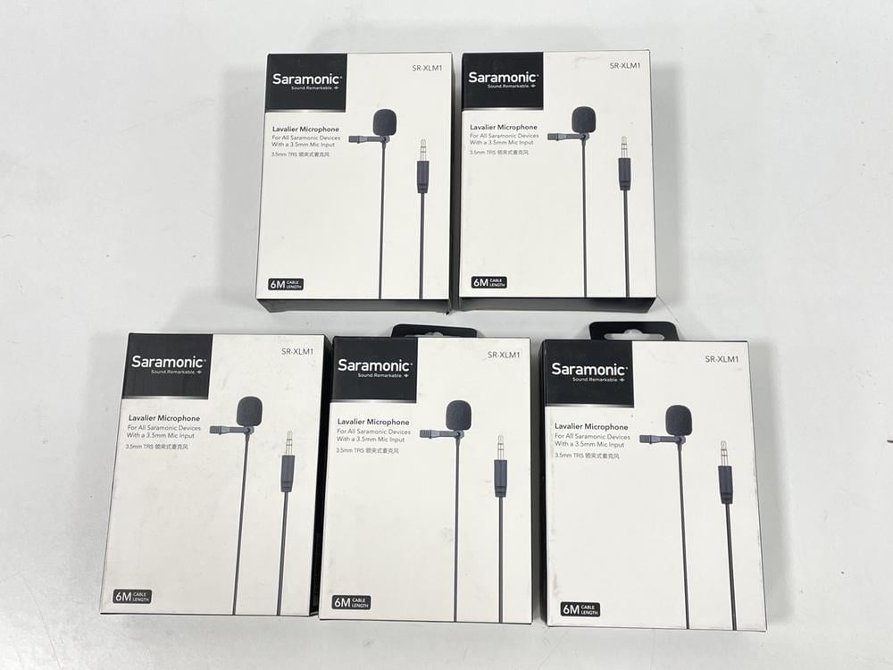 QTY OF 5 SARAMONIC SR-XLM1 LAVALIER MICROPHONES WI