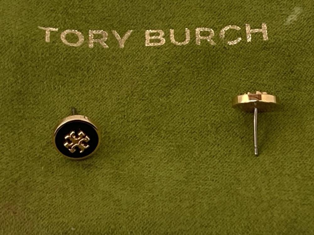TORY BURCH ICON ENAMEL CIRCLE STUD EARRINGS - ORIG