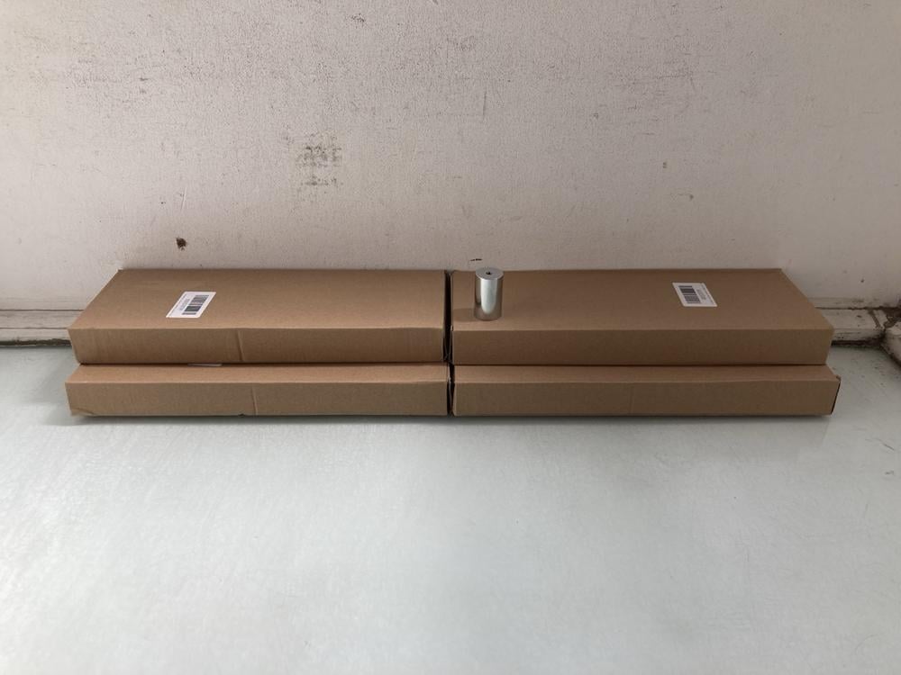 4 X BOXES OF 6 COLUMNAR SILVER CANDLE HOLDERS: LOC