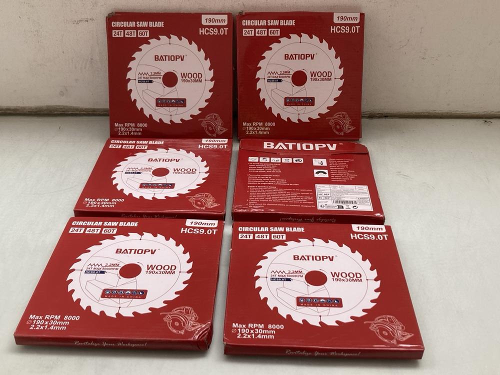 6 X 190MM CIRCULAR SAW BLADES (18+ ID REQUIRED): L