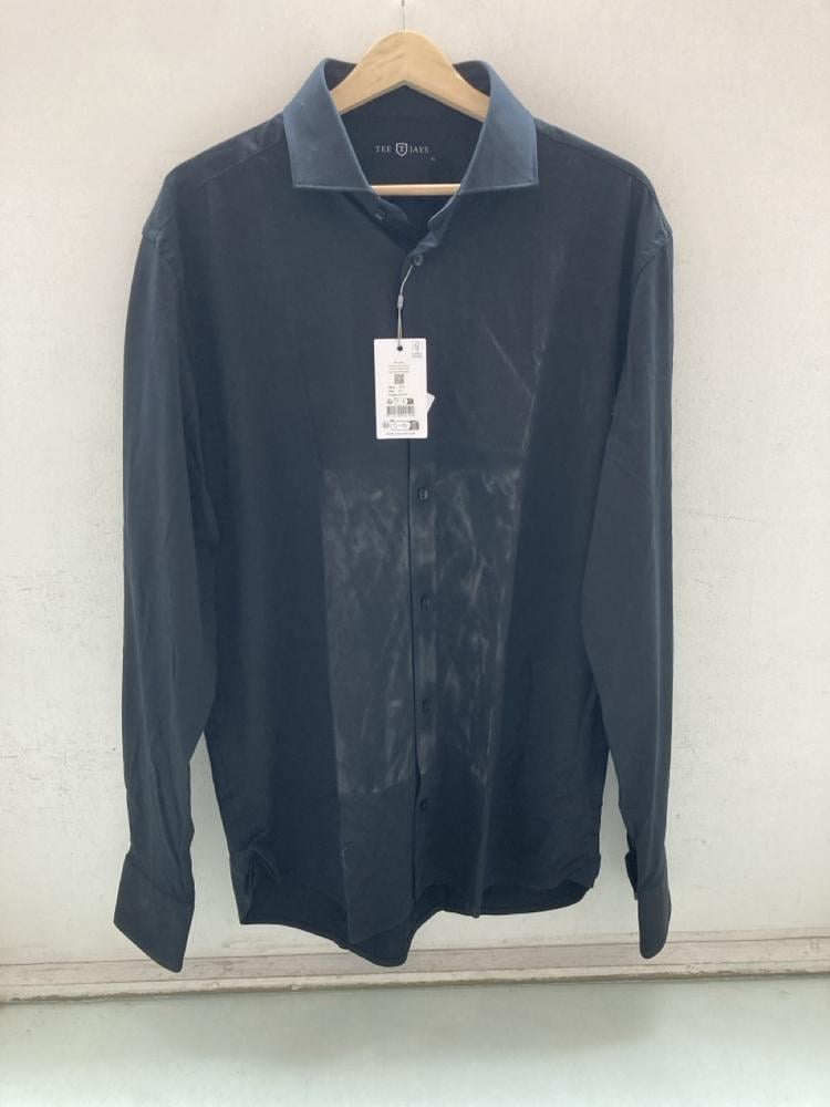 MENS TEEJAYS LONG SLEEVE SHIRT IN BLACK UK SIZE XL
