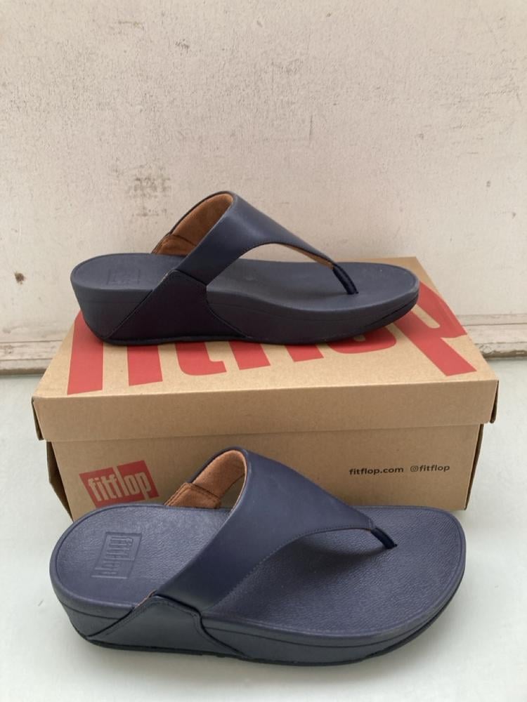 FITFLOP LULU LEATHER TOEPOST SHOES IN BLUE UK SIZE
