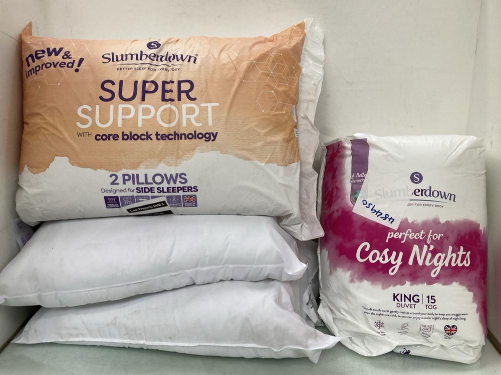 4 X ASSORTED BEDDING ITEMS TO INCLUDE SLUMBERDOWN 