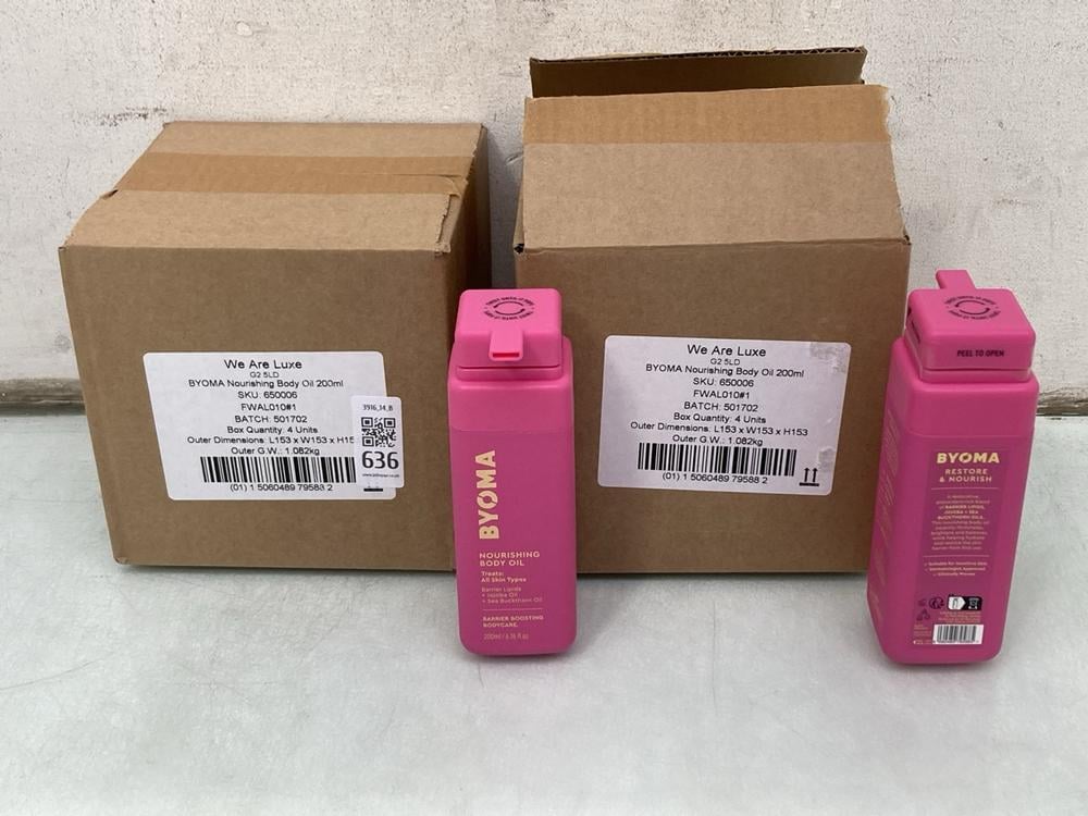 2 X BOXES OF BYOMA 200ML NOURISHING BODY OILS: LOC