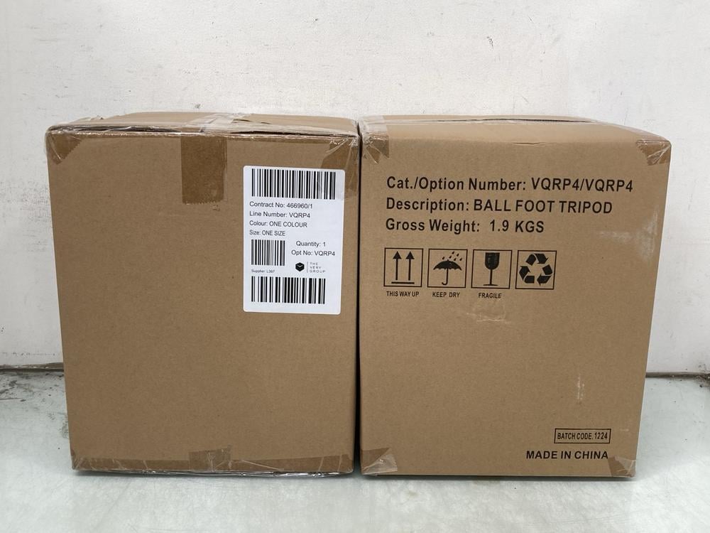 2 X WHITE PLEATED BALL FOOT TRIPOD LAMP: LOCATION 