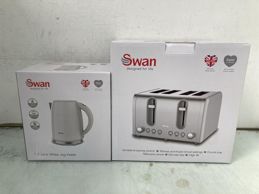 SWAN 1.7 LITRE WHITE JUG KETTLE TO INCLUDE SWAN FO