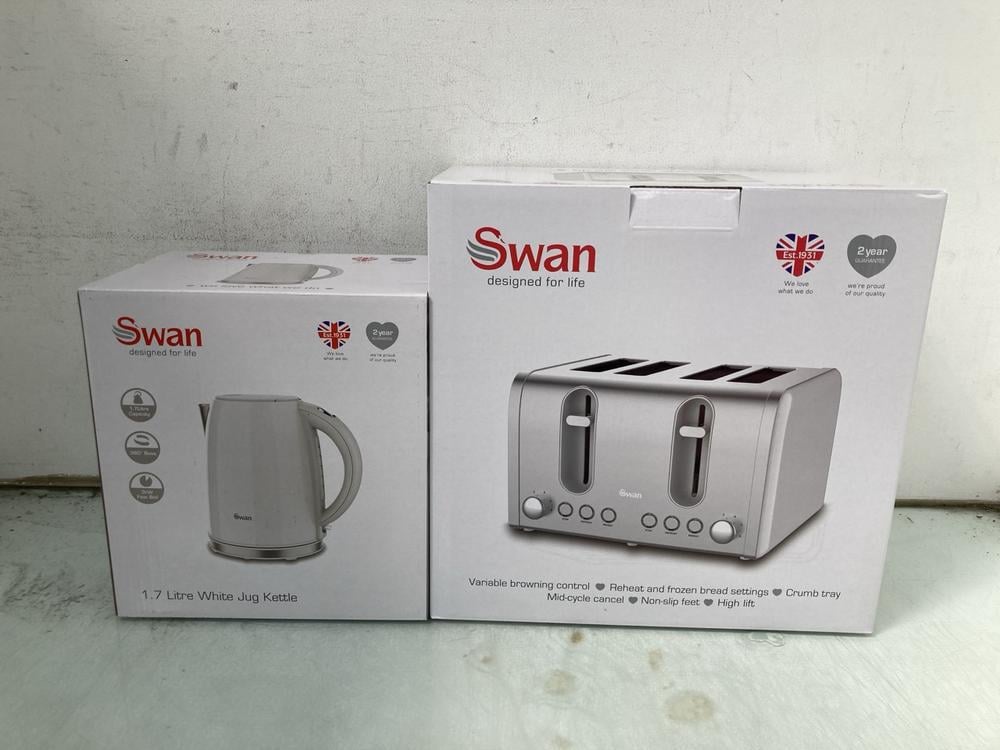SWAN 1.7 LITRE WHITE JUG KETTLE TO INCLUDE SWAN FO