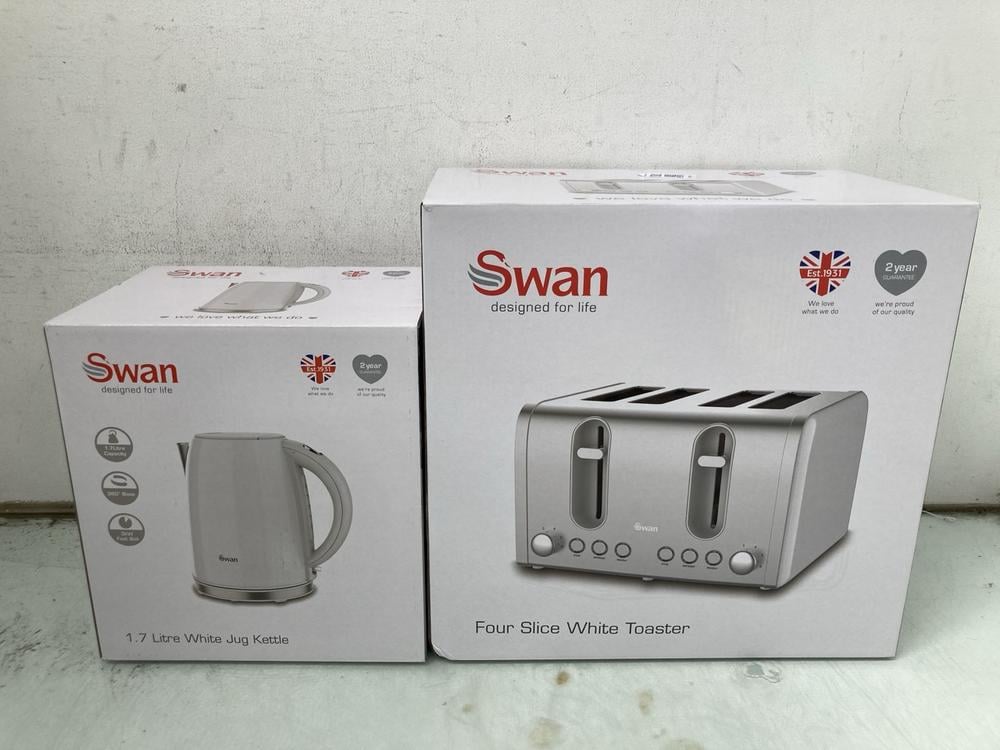 SWAN 1.7 LITRE WHITE JUG KETTLE TO INCLUDE SWAN FO