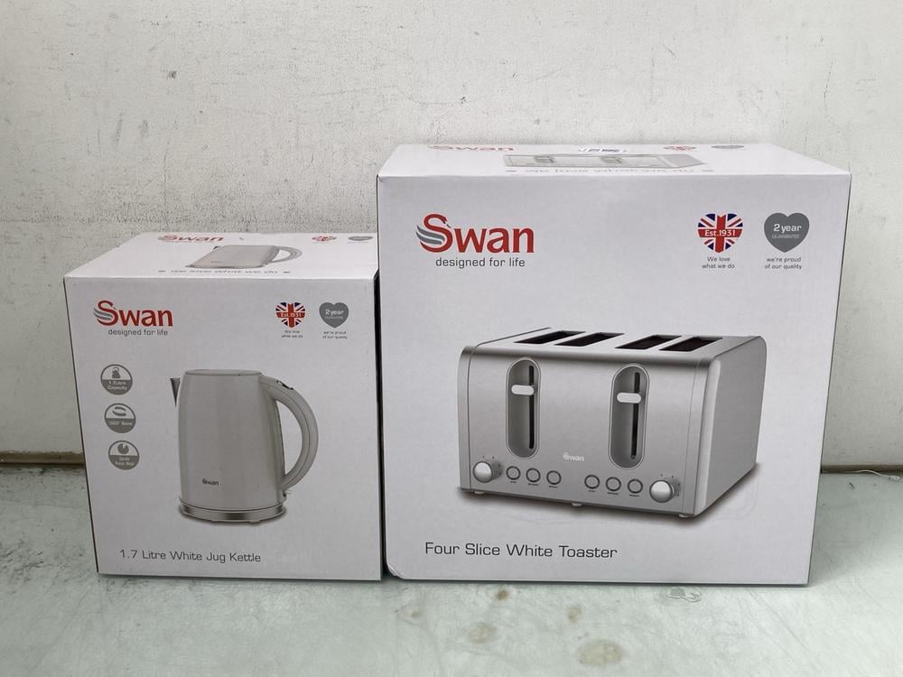 SWAN 1.7 LITRE WHITE JUG KETTLE TO INCLUDE SWAN FO