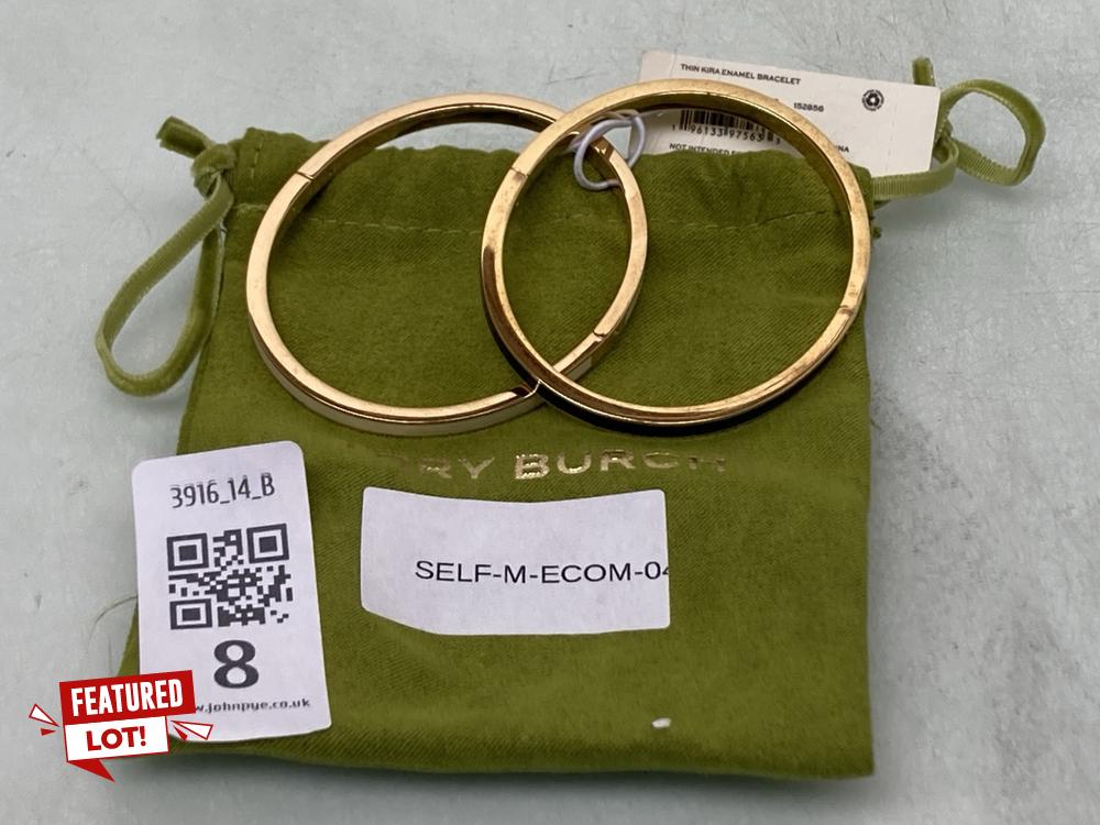 2 X TORY BURCH THIN KIRA ENAMEL BRACELETS IN TORY 