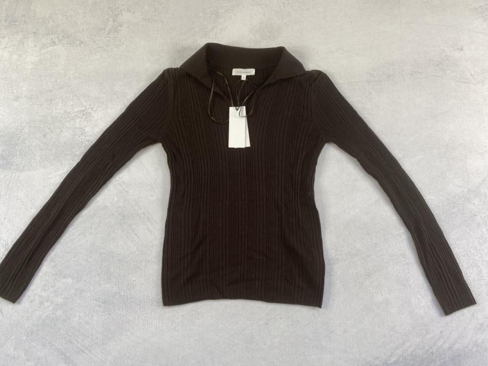 THE WHITE COMPANY RIBBED POLO TOP WITH CASHMERE SI