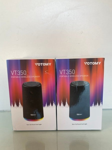 2 X VOTOMY VT350 PORTABLE WIRELESS SPEAKERS