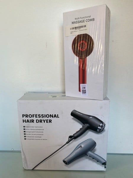 PROFESSIONAL HAIR DRYER AND A MASSAGE COMB