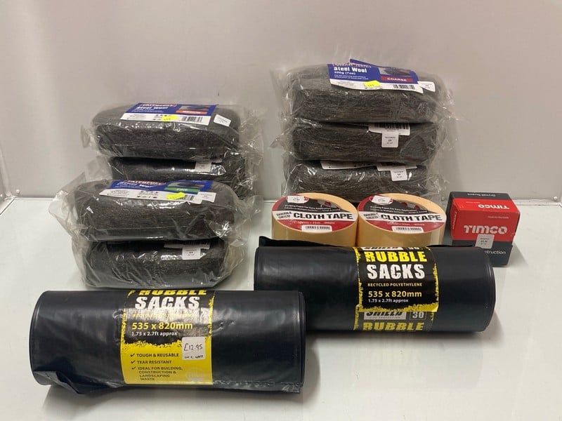 QTY OF ITEMS TO INC RUBBLE SACKS & STEEL WOOL