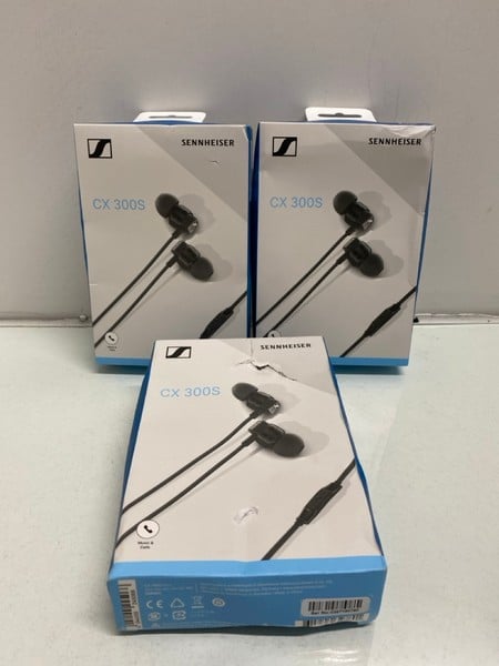 3 X SENNHEISER CX 300S HEADPHONES (SEALED)