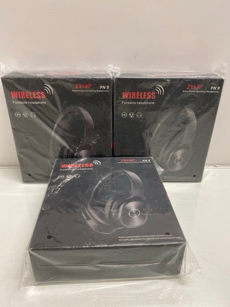 3 X ZIHNIC PN9 WIRELESS HEADPHONES (SEALED)