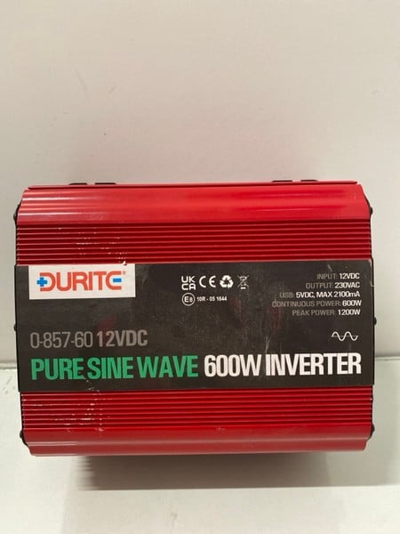 DURITE PURE SINE WAVE 600W INVERTER 0-857-60 12VDC