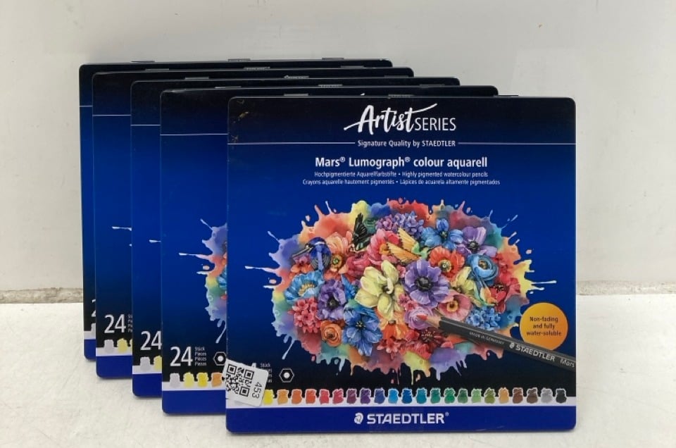 5 X STAEDTLER WATERCOLOUR PENCIL - 24 ASSORTED COL