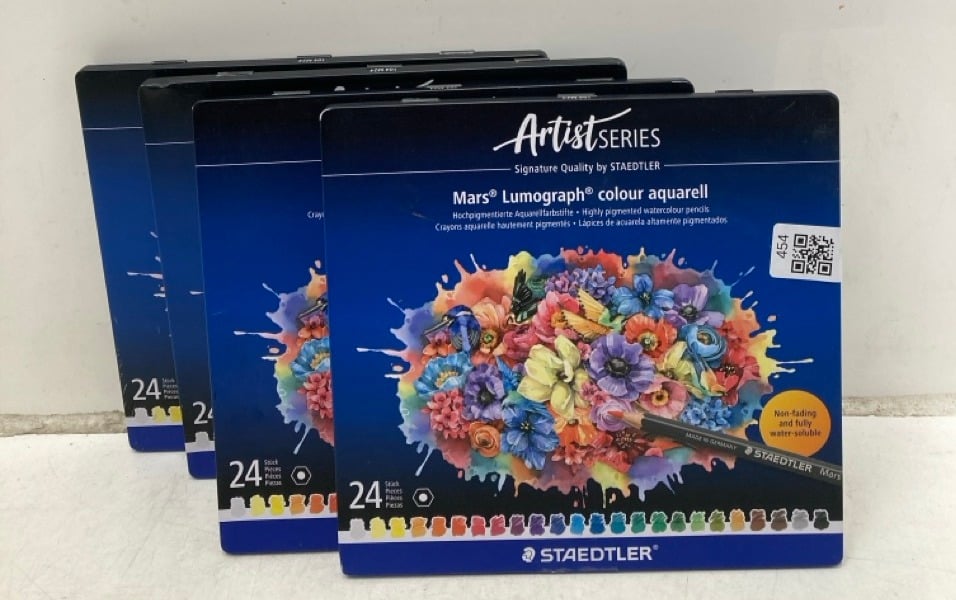 4 X STAEDTLER WATERCOLOUR PENCIL - 24 ASSORTED COL