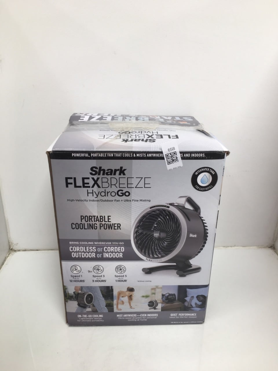 SHARK FLEXBREEZE HYDROGO CORDLESS FAN, POWERFUL PO