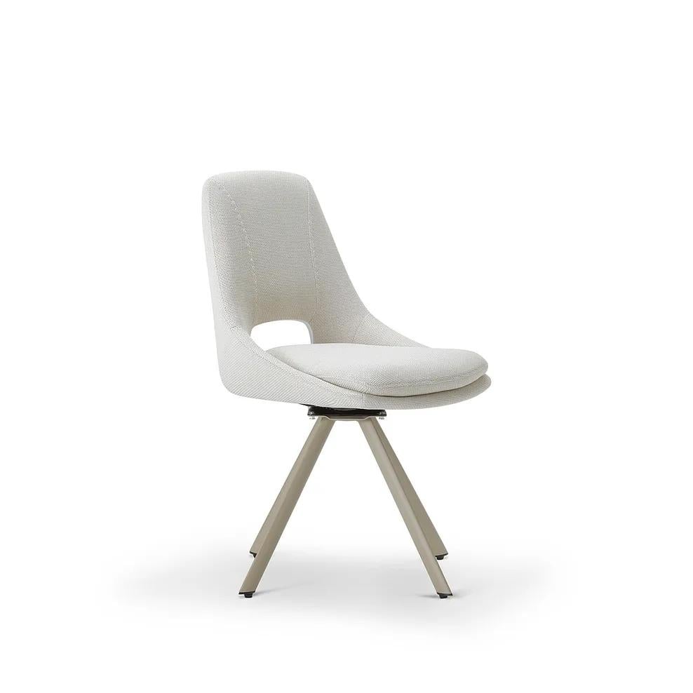 4 X OAK FURNITURELAND NICO CREAM FABRIC SWIVEL CHA