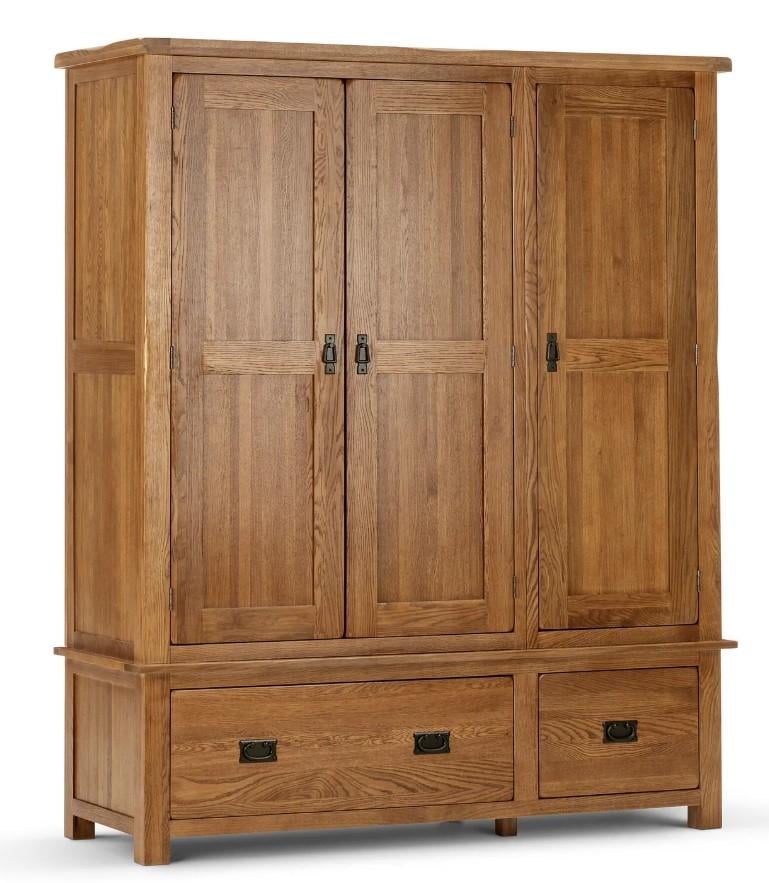 OAK FURNITURELAND ORIGINAL RUSTIC SOLID OAK TRIPLE