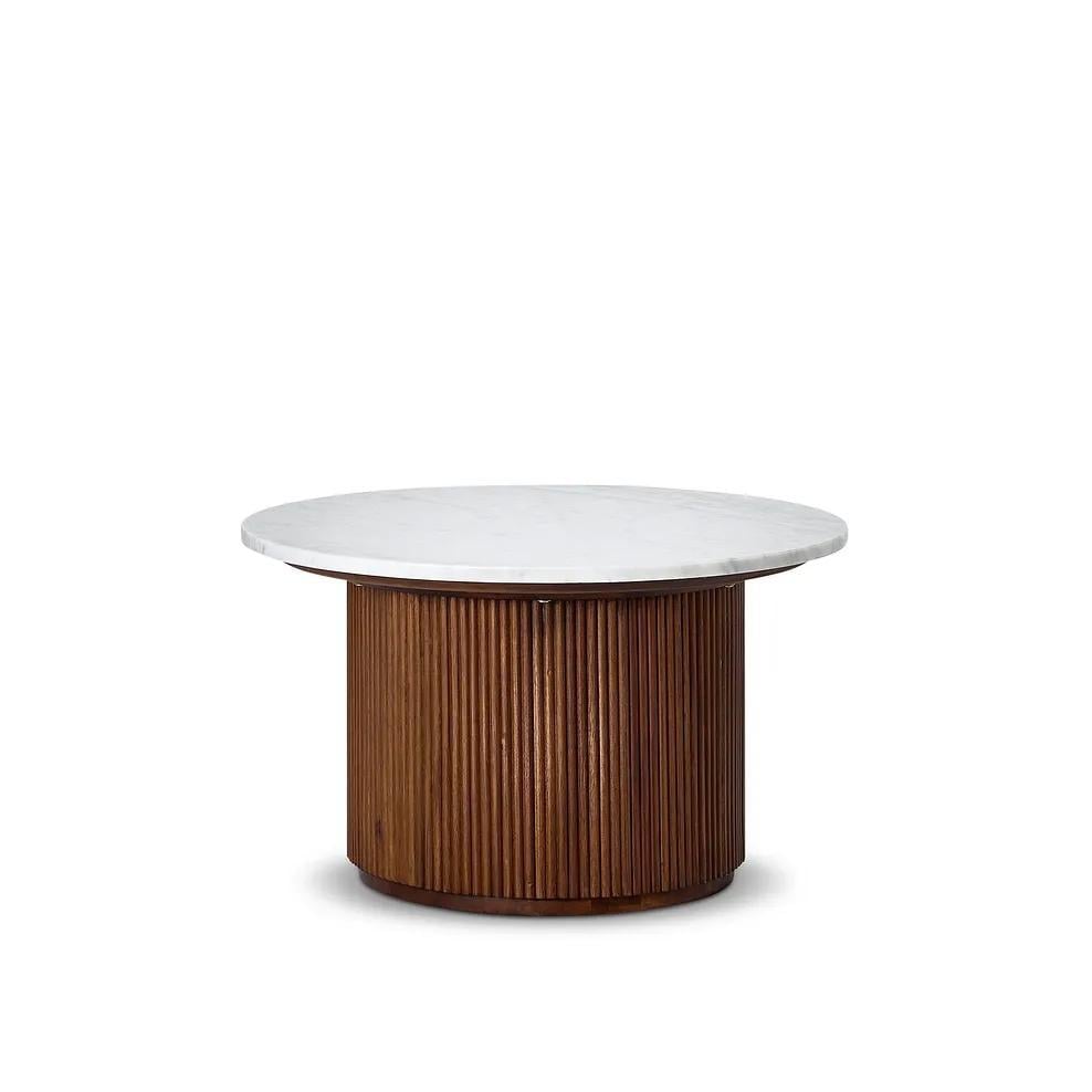 OAK FURNITURELAND ELBA ACACIA AND MARBLE COFFEE TA