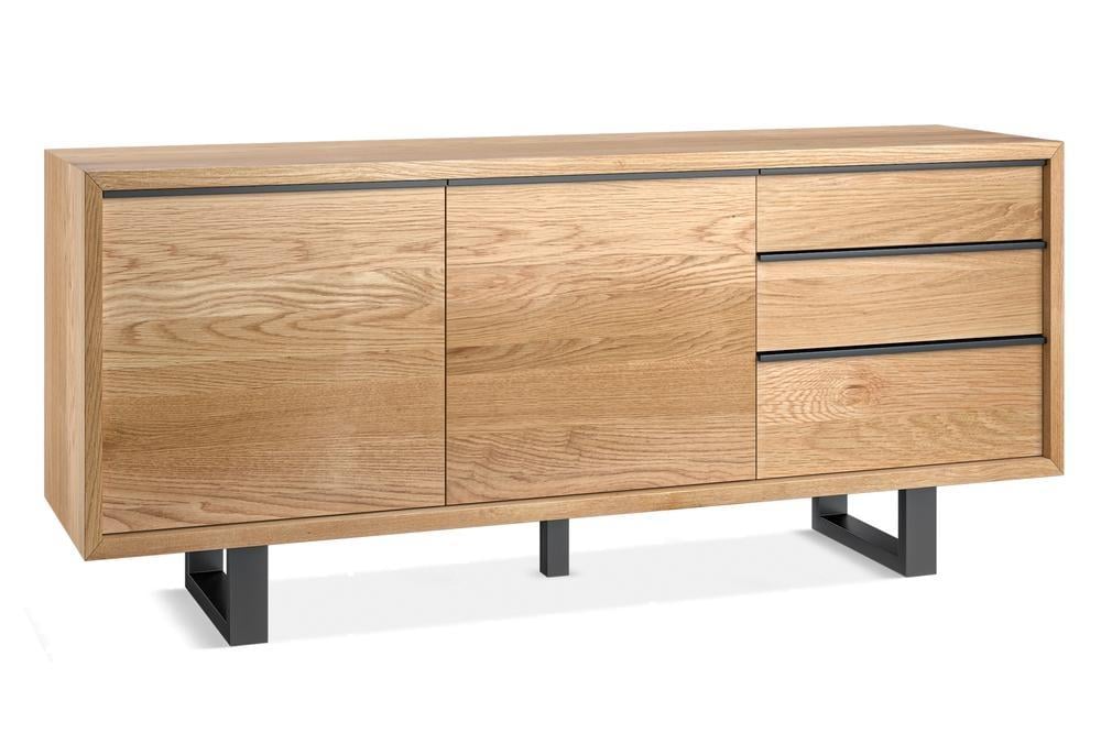 OAK FURNITURELAND MAINE NATURAL SOLID OAK & METAL 