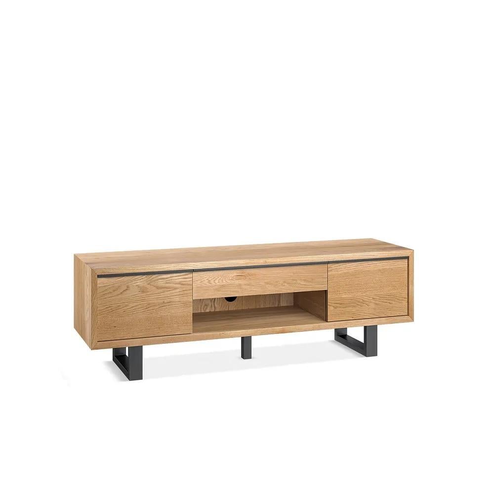 OAK FURNITURELAND MAINE NATURAL SOLID OAK & METAL 