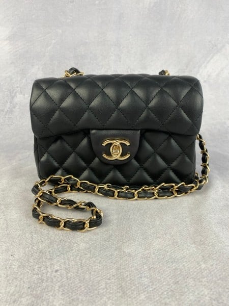 Black Chanel Handbag Approx. Dimensions 9x8x11cm (