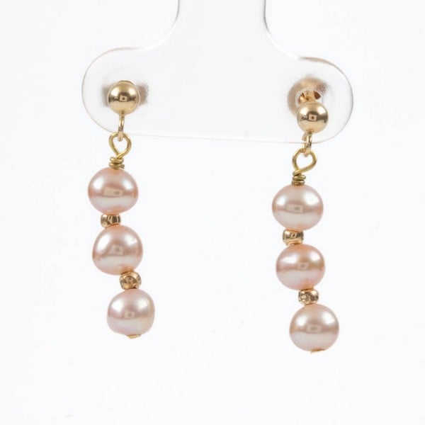 9K Yellow Freshwater Pearl Drop Earrings, 1.1g
