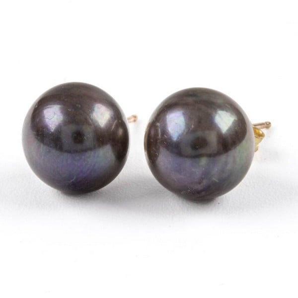 9K Yellow Freshwater Pearl Stud Earrings, 2.7g