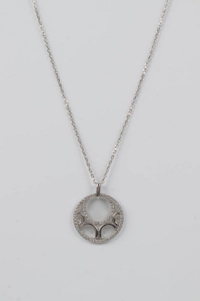 9ct White Gold Diamond Circle Pendant and 9K White