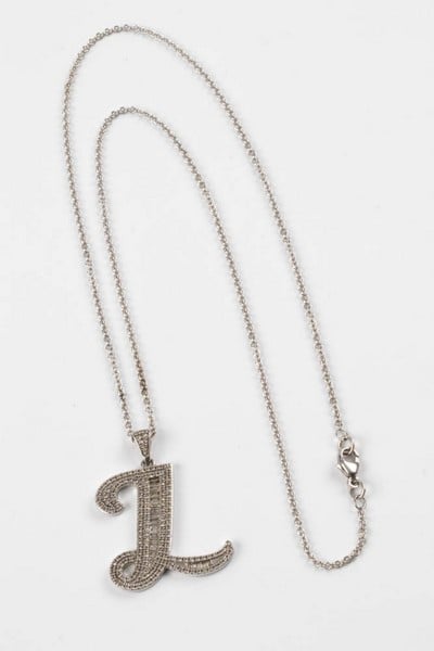 9ct White Gold 0.79ct Diamond Initial 'L' Pendant,