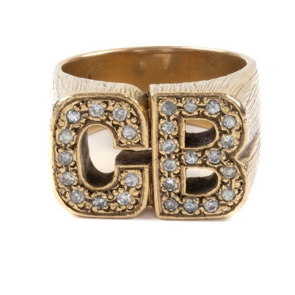 9ct Yellow Gold Diamond Initial 'CB' Ring, Size X,