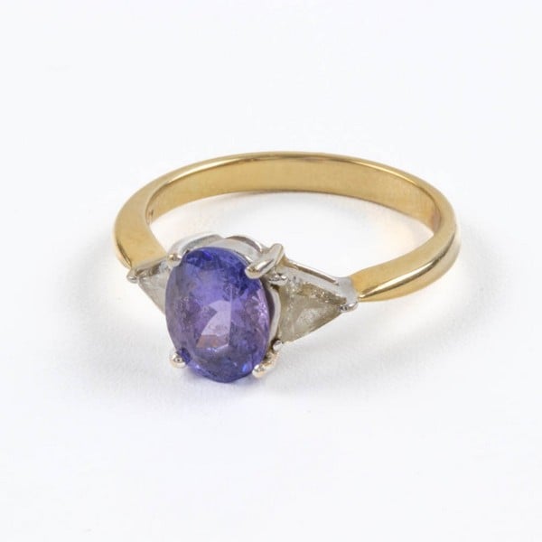 18K Yellow and White Tanzanite and Diamond Trilogy
