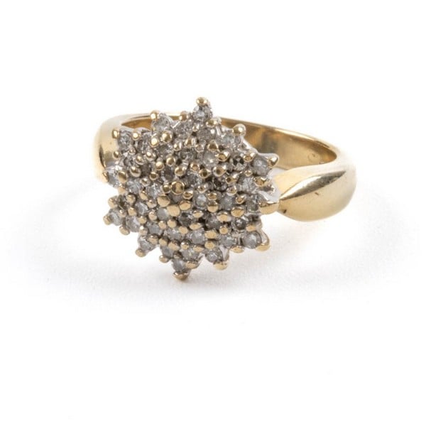 9ct Yellow and White Gold Diamond Cluster Ring, Si