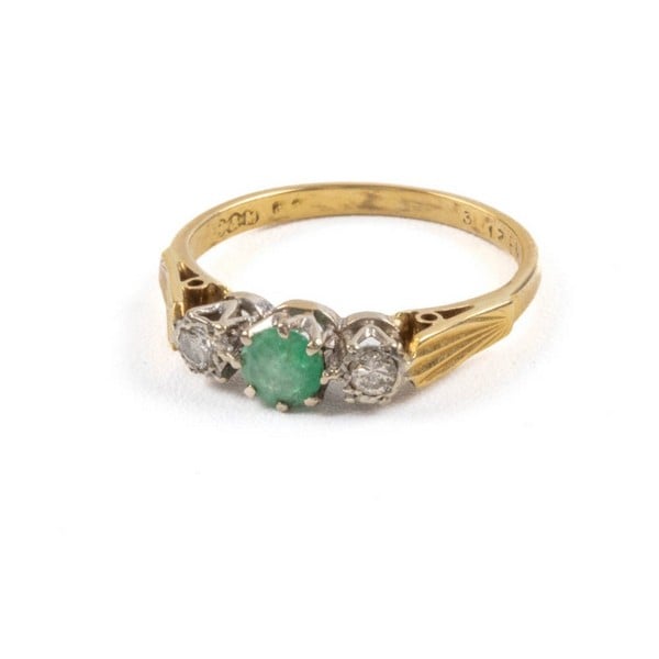 18K Yellow and White Emerald and Diamond Trilogy R