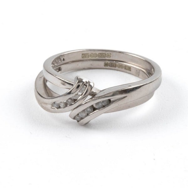 9ct White Gold Diamond Two Ring Set, Size N, 4.14g