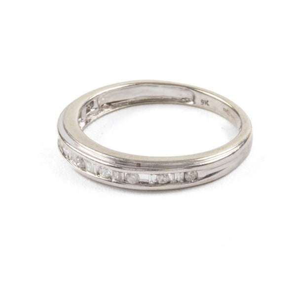9ct White Gold Diamond Half Eternity Ring, Size O,