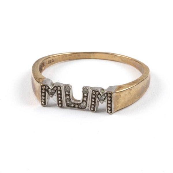9ct Yellow and White Gold Diamond MUM Ring, Size T