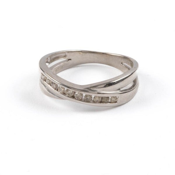 9ct White Gold Diamond Half Eternity Ring, Size J½