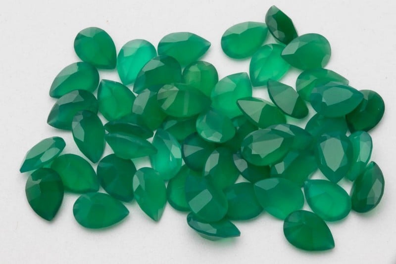 74.32ct Green Agate Faceted Pear-cut Parcel of Gem