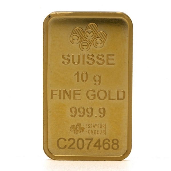 999.9 Fine Gold Suisse Gold Bar, 10g. Serial No. C