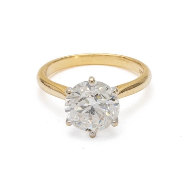 18ct Yellow Gold 3.03ct Natural Round Brilliant-cu