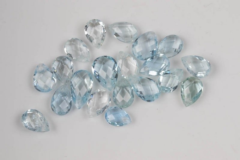 24.31ct Aquamarine Double Faceted 1mm Hole Pear-cu