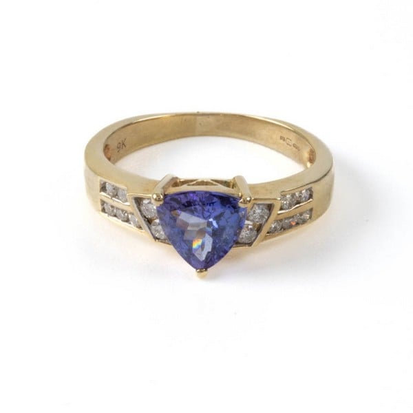 9ct Yellow Gold Tanzanite and Diamond Dress Ring, 