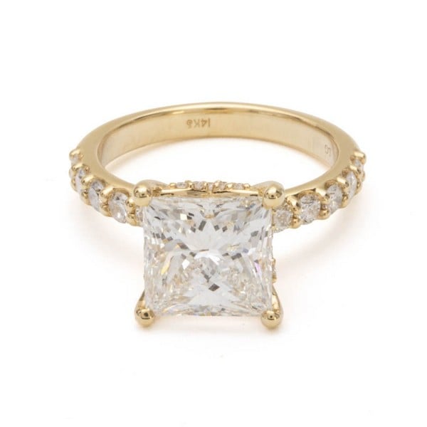 14K Yellow 4.00ct Laboratory Grown Princess-cut Di