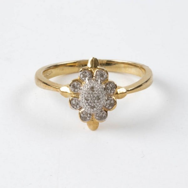 9ct Yellow and White Gold Diamond Cluster Ring, Si